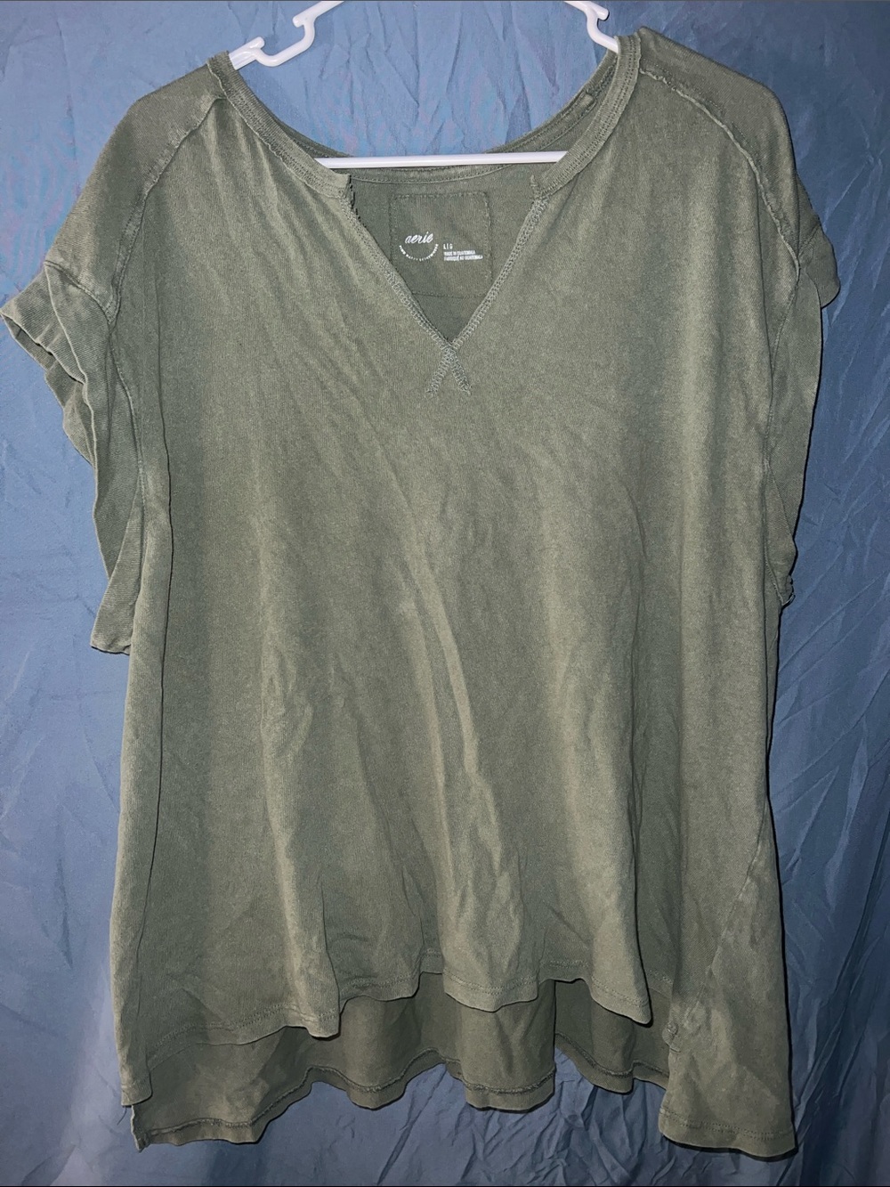 aerie Olive Green Layered V‑Neck Tunic